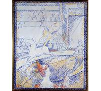 WYKUJMYTO Célèbre Art Mural Classique Murale Tableaux Toile Cirrcus un danseur faisant un numéro de voltige à cheval et un clown par Georges Pierre Seurat Pour la Décoration Murale 60x90cm
