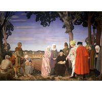 WYKUJMYTO Célèbre Art Mural Classique Murale Tableaux Toile Il Popolo Inglese Che Legge La Bibbia Di Wycliffe Sir George Clausen Vintage Impressions sur Toile Pour la Décoration Murale 60x90cm