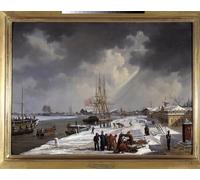 WYKUJMYTO Célèbre Art Mural Classique Murale Tableaux Toile le Port de Rochefort par Ambroise Louis Garneray Vintage Impressions sur Toile Pour la Décoration Murale 60x90cm