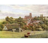 WYKUJMYTO Célèbre Art Mural Classique Murale Tableaux Toile l'église sur Kersey Suffolk par Alfred Robert Quinton Vintage Impressions sur Toile Pour la Décoration Murale 60x90cm
