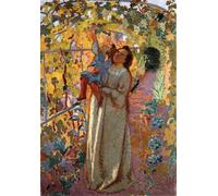 WYKUJMYTO Célèbre Art Mural Classique Murale Tableaux Toile Mère et enfant sous la vigne Mère et enfant sous la vigne de Maurice Denis Vintage Impressions sur Toile Pour la Décoration Murale 60x90cm