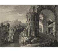 WYKUJMYTO Célèbre Art Mural Classique Murale Tableaux Toile Ruine architecturale fantastique du pont antique par Robert Adam Vintage Impressions sur Toile Pour la Décoration Murale 60x90cm