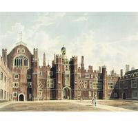 WYKUJMYTO Célèbre Art Mural Classique Murale Tableaux Toile Vue du quadrilatère à Hampton Court depuis les résidences royales de Pyne gravée par William Westall Pour la Décoration Murale 60x90cm
