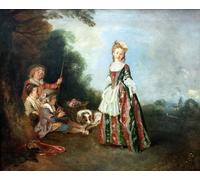WYKUJMYTO De Célèbres Tableaux Abstrait Peinture Peinture Murale Nordique la Danse de Jean Antoine Watteau Impression Affiche Pour la Décoration de la Chambre 60x90cm