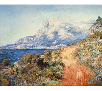 WYKUJMYTO De Célèbres Tableaux Abstrait Peinture Peinture Murale Nordique la Route Rouge près de Menton par Claude Monet Impression Affiche Pour la Décoration de la Chambre 60x90cm