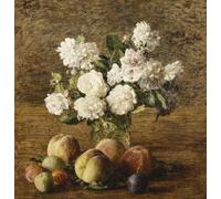 WYKUJMYTO De Célèbres Tableaux Abstrait Peinture Peinture Murale Nordique Nature morte roses et fruits par Ignace Henri Jean Fantin Latour Impression Affiche Pour la Décoration de la Chambre 60x90cm