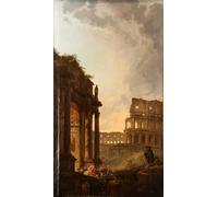 WYKUJMYTO De Célèbres Tableaux Abstrait Peinture Peinture Murale Nordique Passage d'un troupeau devant le Colisée et l'Arc de Constantin Inby Hubert Robert Pour la Décoration de la Chambre 60x90cm