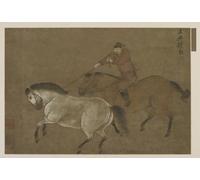 WYKUJMYTO De Célèbres Tableaux Abstrait Peinture Peinture Murale Nordique un cavalier lasso un cheval par l'école chinoise de la dynastie Ming Pour la Décoration de la Chambre 60x90cm