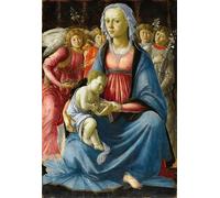 WYKUJMYTO Portrait Tableaux Imprimer Affiche Affiches Impression Dame à l'enfant et cinq anges de Sandro Botticelli Vintage Impressions sur Toile Décorations Pour la Maison 60x90cm
