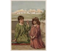 WYKUJMYTO Portrait Tableaux Imprimer Affiche Affiches Impression Écouter les anges par Henry Ryland Vintage Impressions sur Toile Décorations Pour la Maison 60x90cm