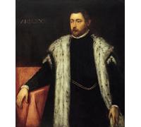 WYKUJMYTO Portrait Tableaux Imprimer Affiche Affiches Impression Jeune de vingt-cinq ans avec manteau doublé de fourrure par Jacopo Robusti Tintoretto Décorations Pour la Maison 60x90cm