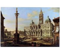 WYKUJMYTO Portrait Tableaux Imprimer Affiche Affiches Impression la Piazza et l'église de Santa Maria Maggiore de Bernardo Bellotto Vintage Impressions sur Toile Décorations Pour la Maison 60x90cm