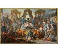 WYKUJMYTO Portrait Tableaux Imprimer Affiche Affiches Impression l'Audience de l'Empereur de Chine de François Boucher Vintage Impressions sur Toile Décorations Pour la Maison 60x90cm