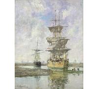 WYKUJMYTO Portrait Tableaux Imprimer Affiche Affiches Impression le Grand Navire d'Eugène Louis Boudin Vintage Impressions sur Toile Décorations Pour la Maison 60x90cm