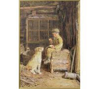 WYKUJMYTO Portrait Tableaux Imprimer Affiche Affiches Impression le repas frugal de William Henry Hunt Vintage Impressions sur Toile Décorations Pour la Maison 60x90cm
