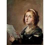 WYKUJMYTO Portrait Tableaux Imprimer Affiche Affiches Impression Musique Jeune Femme de Condition Sociale Très Modeste Incarnant la Musique de Salvator Rosa Décorations Pour la Maison 60x90cm