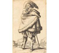 WYKUJMYTO Portrait Tableaux Imprimer Affiche Affiches Impression Nobleese homme sanglé dans un manteau garni de fourrure par Jacques Callot Décorations Pour la Maison 60x90cm