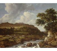 WYKUJMYTO Portrait Tableaux Imprimer Affiche Affiches Impression Paysage montagneux avec un torrent par Jacob Van Ruisdael Vintage Impressions sur Toile Décorations Pour la Maison 60x90cm