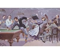 WYKUJMYTO Portrait Tableaux Imprimer Affiche Affiches Impression Scène comique dans une salle de billard par Carl Robert Arthur Thiele Vintage Impressions sur Toile Décorations Pour la Maison 60x90cm