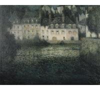 WYKUJMYTO Portrait Tableaux Imprimer Affiche Affiches Impression sur la rivière au clair de lune par Henri Eugène Augustin Le Sidaner Vintage Impressions sur Toile Décorations Pour la Maison 60x90cm