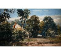 WYKUJMYTO Portrait Tableaux Imprimer Affiche Affiches Impression une chaumière et à l'orée d'un bois de David Cox Vintage Impressions sur Toile Décorations Pour la Maison 60x90cm
