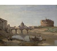 WYKUJMYTO Tableaux Célèbres Art Impression Toile Murale Tableau Castel Sant de Jean Baptiste Camille Corot Affiche de Art Pour un Usage Bureautique 60x90cm