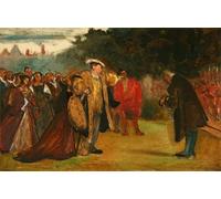 WYKUJMYTO Tableaux Célèbres Art Impression Toile Murale Tableau Étude d'une scène historique montrant Henry Viii et ses courtisans Philip Hermogenes Calderon Pour un Usage Bureautique 60x90cm
