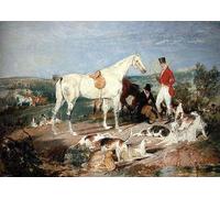 WYKUJMYTO Tableaux Célèbres Art Impression Toile Murale Tableau Étude pour les chasseurs et les chiens par Edwin Landseer Affiche de Art Pour un Usage Bureautique 60x90cm