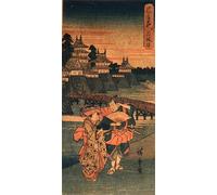 WYKUJMYTO Tableaux Célèbres Art Impression Toile Murale Tableau Futakawa de la série cinquante-trois stations du Tokaido par Utagawa Hiroshige Affiche de Art Pour un Usage Bureautique 60x90cm