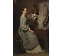 WYKUJMYTO Tableaux Célèbres Art Impression Toile Murale Tableau La princesse Marie d'Orléans dans son atelier par Ary Scheffer Affiche de Art Pour un Usage Bureautique 60x90cm