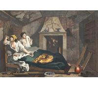 WYKUJMYTO Tableaux Célèbres Art Impression Toile Murale Tableau l'apprenti oisif revenu de et dans une mansarde avec une prostituée commune par William Hogarth Pour un Usage Bureautique 60x90cm