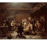 WYKUJMYTO Tableaux Célèbres Art Impression Toile Murale Tableau le retour des chasseurs d'animaux par Adolph Tidemand Affiche de Art Pour un Usage Bureautique 60x90cm