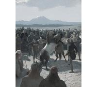 WYKUJMYTO Tableaux Célèbres Art Impression Toile Murale Tableau l'histoire de Burnt Njáll le combat de chevaux à Hliðarendi par August Malmström Affiche de Art Pour un Usage Bureautique 60x90cm