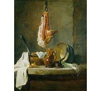 WYKUJMYTO Tableaux Célèbres Art Impression Toile Murale Tableau Nature morte à la côte de boeuf de Jean baptiste simeon Chardin Affiche de Art Pour un Usage Bureautique 60x90cm