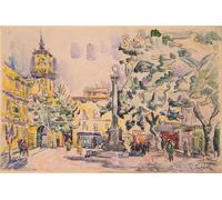 WYKUJMYTO Tableaux Célèbres Art Impression Toile Murale Tableau Parvis de l'Hôtel à Aix-en-provence de Paul Signac Affiche de Art Pour un Usage Bureautique 60x90cm