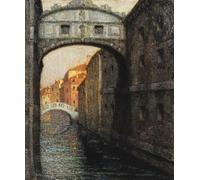 WYKUJMYTO Tableaux Célèbres Art Impression Toile Murale Tableau Venise le Pont des Soupirs par Henri Eugène Augustin Le Sidaner Affiche de Art Pour un Usage Bureautique 60x90cm