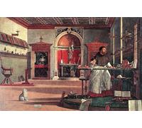 WYKUJMYTO Tableaux Célèbres Art Impression Toile Murale Tableau Vision de saint Augustin par Vittore Carpaccio Affiche de Art Pour un Usage Bureautique 60x90cm