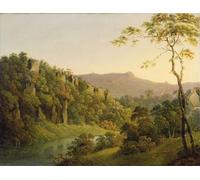 WYKUJMYTO Tableaux Célèbres Art Impression Toile Murale Tableau Voir à Matlock Dale en regardant vers l'escarpement de Black Rock par Wright of Derby Affiche de Art Pour un Usage Bureautique 60x90cm