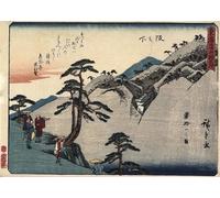 WYKUJMYTO Tableaux Célèbres Art Impression Toile Murale Tableau Vue de la montagne Fudesute à Sakanoshita par Utagawa Hiroshige Affiche de Art Pour un Usage Bureautique 60x90cm