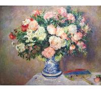 WYKUJMYTO Vintage Impressions sur Toile Art Murale Classique Art Imprimé Image Bouquet de fleurs et éventail japonais de Pierre Auguste Renoir Pour la Décoration du Salon 60x90cm