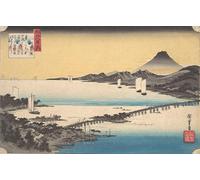 WYKUJMYTO Vintage Impressions sur Toile Art Murale Classique Art Imprimé Image Coucher de soleil à Seta par Ando Hiroshige Toile Paysage Peinture Pour la Décoration du Salon 60x90cm