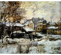 WYKUJMYTO Vintage Impressions sur Toile Art Murale Classique Art Imprimé Image Effet de neige avec soleil couchant de Claude Monet Toile Paysage Peinture Pour la Décoration du Salon 60x90cm