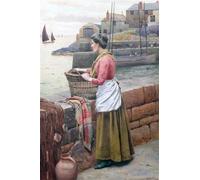 WYKUJMYTO Vintage Impressions sur Toile Art Murale Classique Art Imprimé Image En attendant le retour des pêcheurs de Ralph Todd Toile Paysage Peinture Pour la Décoration du Salon 60x90cm
