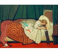 WYKUJMYTO Vintage Impressions sur Toile Art Murale Classique Art Imprimé Image Femme allongée jouant avec un chat de Félix Edouard Vallotton Toile Paysage Peinture Pour la Décoration du Salon 60x90cm