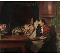 WYKUJMYTO Vintage Impressions sur Toile Art Murale Classique Art Imprimé Image Grand-mère sur un lit de malade par Michael Peter Ancher Toile Paysage Peinture Pour la Décoration du Salon 60x90cm