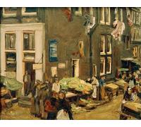 WYKUJMYTO Vintage Impressions sur Toile Art Murale Classique Art Imprimé Image Judengasse à Amsterdam Uilenburgersteeg Ecke Jodenbreestr par Max Liebermann Pour la Décoration du Salon 60x90cm