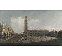 WYKUJMYTO Vintage Impressions sur Toile Art Murale Classique Art Imprimé Image Piazza San Marco Venise par Bernardo Bellotto Toile Paysage Peinture Pour la Décoration du Salon 60x90cm