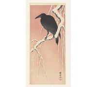 WYKUJMYTO Vintage Impressions sur Toile Art Murale Classique Art Imprimé Image Poule d'eau près d'une plante à fleurs par Ohara Koson Toile Paysage Peinture Pour la Décoration du Salon 60x90cm