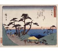 WYKUJMYTO Vintage Impressions sur Toile Art Murale Classique Art Imprimé Image Série Station Shirasuga Kyoka Tokaido par Utagawa Hiroshige Toile Paysage Peinture Pour la Décoration du Salon 60x90cm