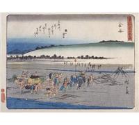 WYKUJMYTO Vintage Impressions sur Toile Art Murale Classique Art Imprimé Image Station Kanaya par Utagawa Hiroshige Toile Paysage Peinture Pour la Décoration du Salon 60x90cm